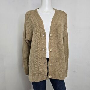 CAbi Neighbor Cardigan Womens Size M Heather Camel Chunky Academic #4474